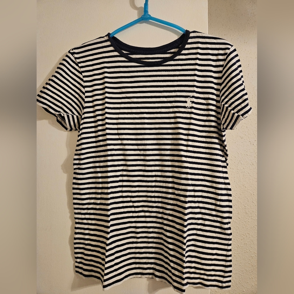 Polo Ralph Lauren Striped Black and White T-Shirt Size L